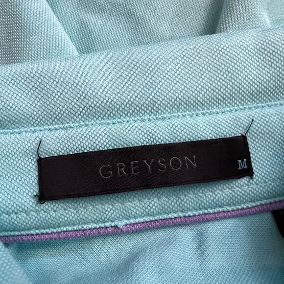Greyson Polo Shirt Mens Medium Golf Performance Solid Blue Green - Picture 7 of 8
